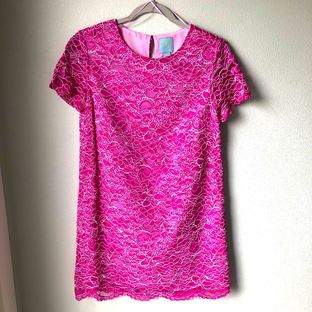 CeCe Pink Floral Lace Dress